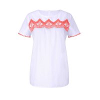 Bluse m. Stickerei, weiß-melone