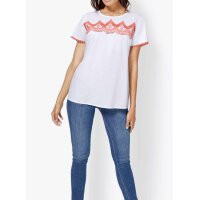 Bluse m. Stickerei, weiß-melone