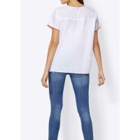 Bluse m. Stickerei, weiß-melone