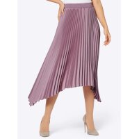 Asymmetrischer-Satin-Plisseerock, mauve