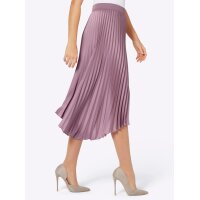 Asymmetric satin pleat skirt, mauve