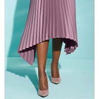 Asymmetric satin pleat skirt, mauve