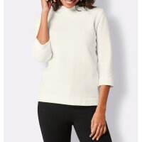 Cropped sleeve sweater with stand-up collar, ecru