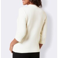 Cropped sleeve sweater with stand-up collar, ecru