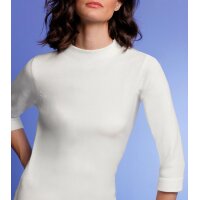 Cropped sleeve sweater with stand-up collar, ecru