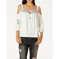 Designer-Carmenshirt m. Stickerei, ecru
