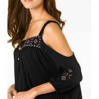 Designer-Carmenshirt m. Stickerei, schwarz