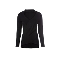 Wrap-look sweater with cut-out, black