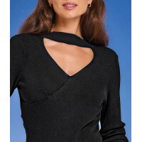 Wickel-Optik-Pullover m. Cut-Out, schwarz