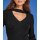 Wickel-Optik-Pullover m. Cut-Out, schwarz