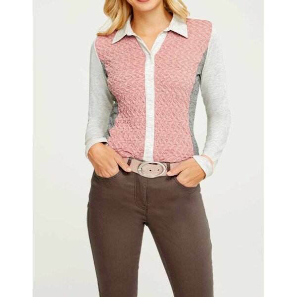 Designer-Blusenshirt, grau-melange