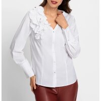 Langarm-Bluse mit Blüten-Applikation, weiß