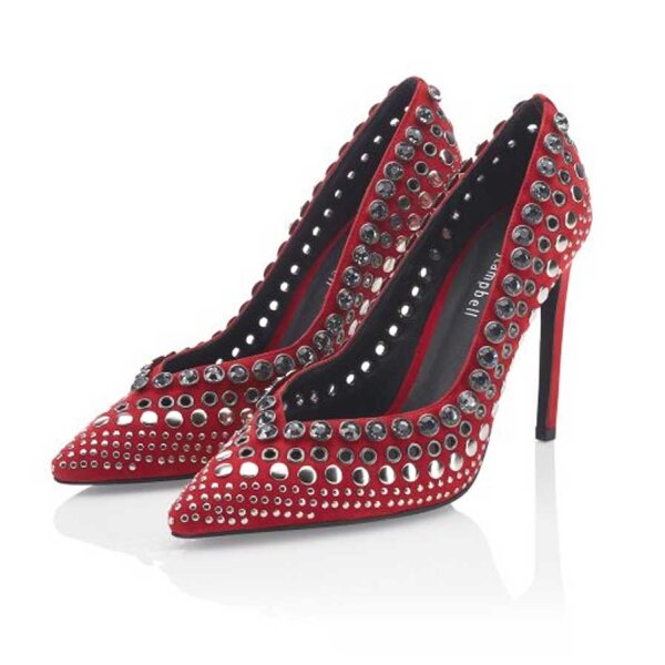 Designer-Pumps m. Strass, rot