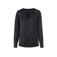 Satin blouse with ruchings, black