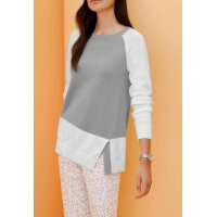 Designer-Pullover, grau-ecru