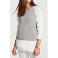 Designer-Pullover, grau-ecru