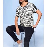 Designer-Shirt m.Folienprint-Schriftzug, marine-ecru
