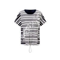 Designer-Shirt m.Folienprint-Schriftzug, marine-ecru