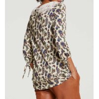 Print shirt with crochet lace, multicolour