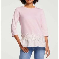 Designer-Shirt m.Spitzen-Applikation, rosa-ecru