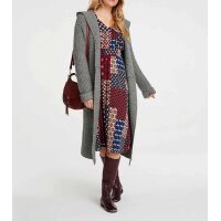 Designer-Wollstrickmantel, grau-melange
