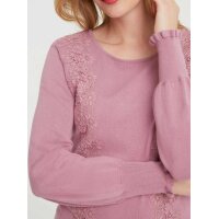Sweter z koronką, dymny róż