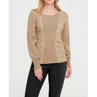Designer-Pullover m. Spitze, camel-melange