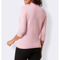 Cropped sleeve sweater with stand-up collar, rosé