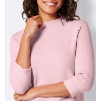 Cropped sleeve sweater with stand-up collar, rosé