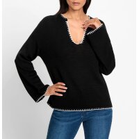 Pullover m. kontrastfarbenen Akzenten, schwarz