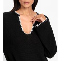 Pullover m. kontrastfarbenen Akzenten, schwarz