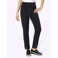 Bundfaltenhose m.Pailletten am Saum, schwarz