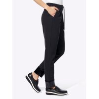 Bundfaltenhose m.Pailletten am Saum, schwarz