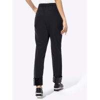 Bundfaltenhose m.Pailletten am Saum, schwarz