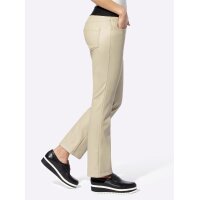 5-pocket leather imitation trousers with broad hem, beige