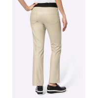 5 kišenių odos imitacijos kelnės su plačiu apvadu, smėlio spalvos