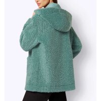 Leather imitation reversible jacket with teddy fur, jade