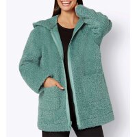 Leather imitation reversible jacket with teddy fur, jade