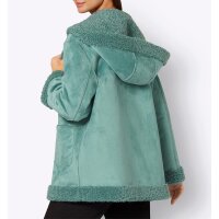 Leather imitation reversible jacket with teddy fur, jade
