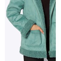 Leather imitation reversible jacket with teddy fur, jade