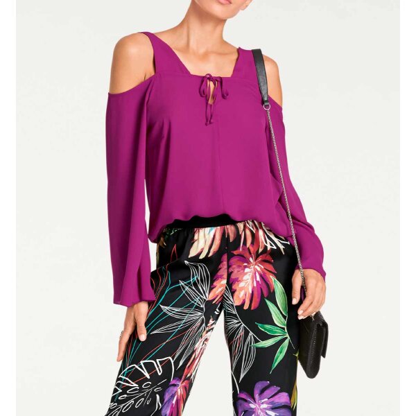 Blouse with cut-outs, fuchsia
