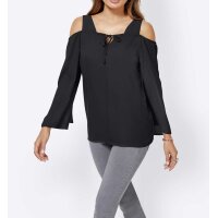 Bluse m. Cut-Outs, schwarz