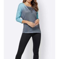 Feinstrickpullover, blau-grau