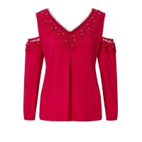 Bluse m. Spitze, rot