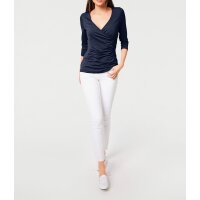 Stretchshirt in Wickel-Optik, marine