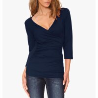 Stretchshirt in Wickel-Optik, marine