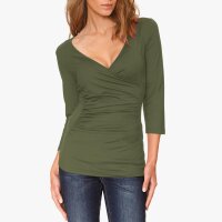 Stretch shirt with wrap look, olive