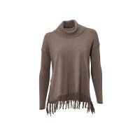 Turtleneck sweater with fringes, brown