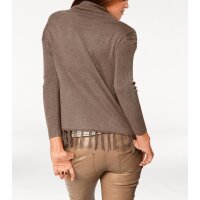 Turtleneck sweater with fringes, brown