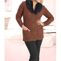 Strickjacke m. Webpelzkragen, terracotta
